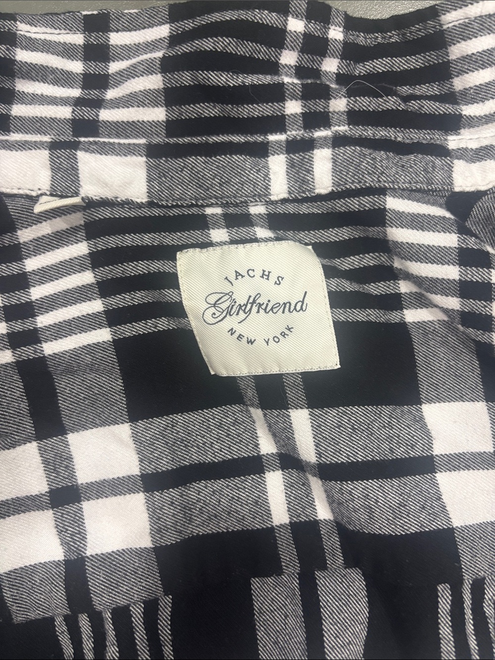 JACHS Girlfriend Black and White Plaid Button-Down Shirt